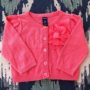 Baby Girls 3-6M Old Navy Coral Cardigan EUC🌸